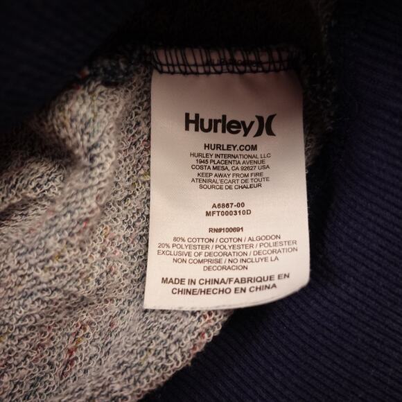 HURLEY Hoodie Mens Medium Heather Blue Pullover Fleece Sweatshirt Skate Surf Y2K - Picture 6 of 8